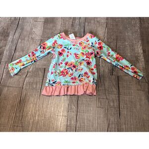Ruffle Butts Floral Long Sleeve Rash Guard Top Girls 2T Swim UV Protection